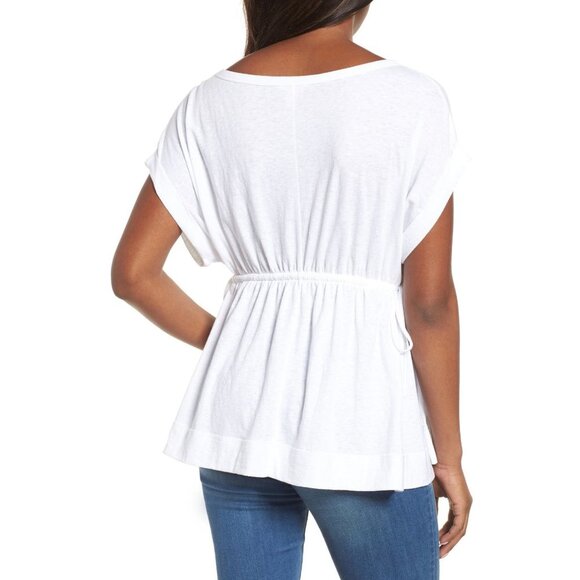 Caslon Tie Waist Peplum White Tee - Picture 2 of 2